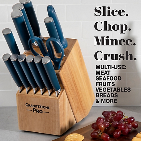 Granitestone Nutri Blade Pro 14-Piece Stainless Steel Knife Set with Block,  Blue at Tractor Supply Co.