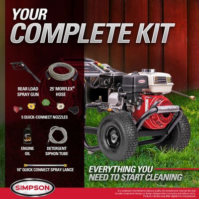 Image showing 7 th SIMPSON 3,600 PSI 2.5 GPM Gas Cold Water Professional PowerShot Pressure Washer, 49-State, HONDA GX200 with AAA Triplex Pump