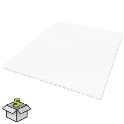 SUNLITE Multiwall Polycarbonate Sheet 48 in. x 48 in. 5 Sheet, White Opal, 193178