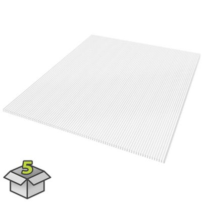 SUNLITE Multiwall Polycarbonate Sheet 48 in. x 48 in. 5 Sheet, Clear, 193181