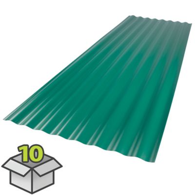 SUNTOP Corrugated Foam Polycarbonate Sheet 26 in. x 72 in. 10 pk., Dark Green, 190822