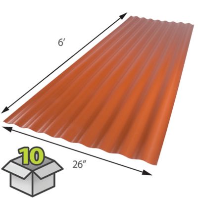 Image showing  Corrugated Foam Polycarbonate Sheet, 26 in. x 72 in., 10-Pack, Red Brick