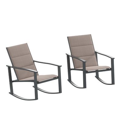 Image showing  Brazos Set of 2 Outdoor Rocking Chairs with Flex Comfort Material and Metal Frame