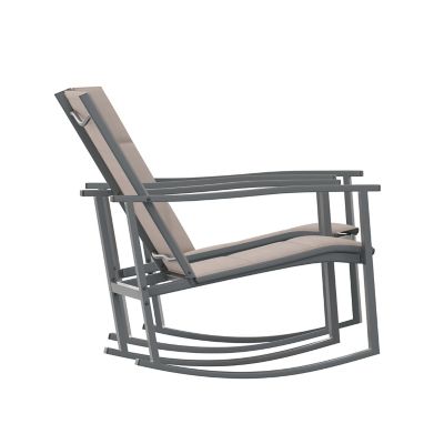 Image showing 7 th Flash Furniture Brazos Set of 2 Outdoor Rocking Chairs with Flex Comfort Material and Metal Frame