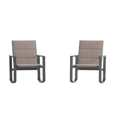 Image showing 9 th Flash Furniture Brazos Set of 2 Outdoor Rocking Chairs with Flex Comfort Material and Metal Frame