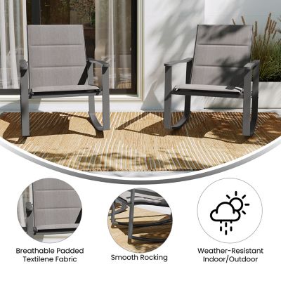 Image showing  Brazos Set of 2 Outdoor Rocking Chairs with Flex Comfort Material and Metal Frame