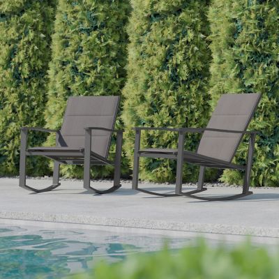Image showing  Brazos Set of 2 Outdoor Rocking Chairs with Flex Comfort Material and Metal Frame