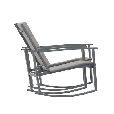Image showing 8 th Flash Furniture Brazos Set of 2 Outdoor Rocking Chairs with Flex Comfort Material and Metal Frame