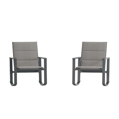 Image showing 9 th Flash Furniture Brazos Set of 2 Outdoor Rocking Chairs with Flex Comfort Material and Metal Frame
