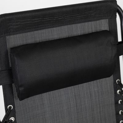 Image showing 7 th Flash Furniture Adjustable Folding Mesh Zero Gravity Reclining Lounge Chairs with Pillow and Cup Holder Tray Black, 2-Pack