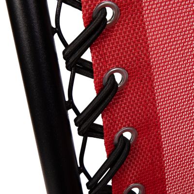 Image showing  Adjustable Folding Mesh Zero Gravity Reclining Lounge Chairs with Pillow and Cup Holder Tray, Red, 2-Pack