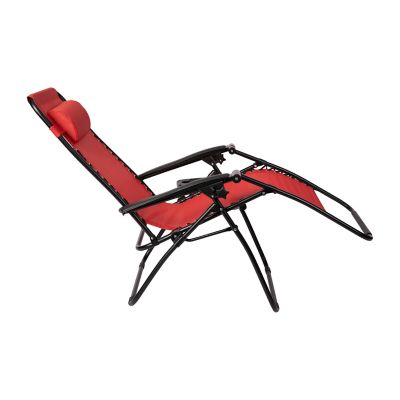 Image showing 6 th Flash Furniture Adjustable Folding Mesh Zero Gravity Reclining Lounge Chairs with Pillow and Cup Holder Tray, Red, 2-Pack