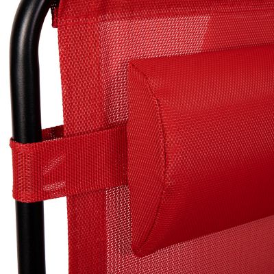 Image showing 8 th Flash Furniture Adjustable Folding Mesh Zero Gravity Reclining Lounge Chairs with Pillow and Cup Holder Tray, Red, 2-Pack