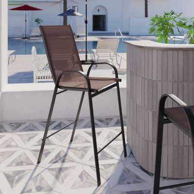 Flash Furniture 2 Pack Brazos Series Outdoor Barstools with Flex Comfort Material and Metal Frame