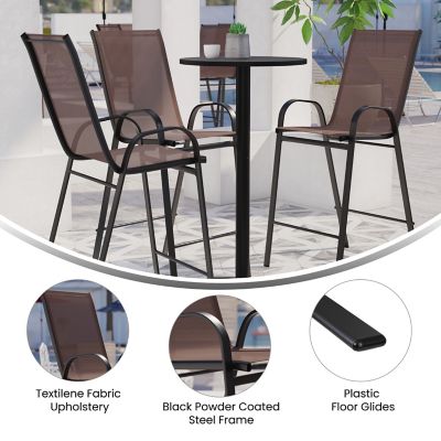 Image showing  2 Pack Brazos Series Outdoor Barstools with Flex Comfort Material and Metal Frame