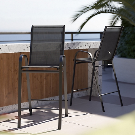 Flash Furniture 2 Pack Brazos Series Outdoor Barstools with Flex Comfort Material and Metal Frame