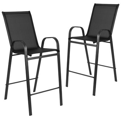 Image showing  2 Pack Brazos Series Outdoor Barstools with Flex Comfort Material and Metal Frame