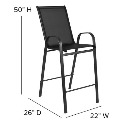 Image showing  2 Pack Brazos Series Outdoor Barstools with Flex Comfort Material and Metal Frame