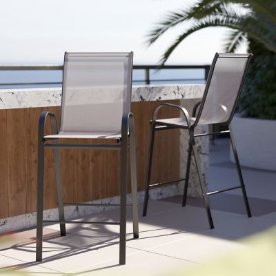 Flash Furniture 2 Pack Brazos Series Outdoor Barstools with Flex Comfort Material and Metal Frame