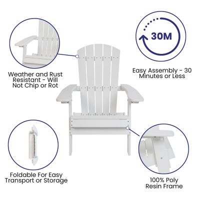 Image showing  Indoor/Outdoor Folding Adirondack Chairs with Cushions - Set of 2