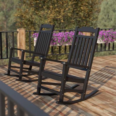 Flash Furniture Set of 2 Winston All-Weather Faux Wood Rocking Chair