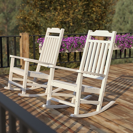 Flash Furniture Set of 2 Winston All-Weather Faux Wood Rocking Chair