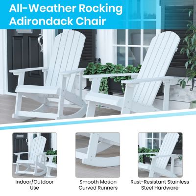 Image showing  Savannah Set of 2 All-Weather Poly Resin Wood Adirondack Rocking Chairs with Cushions for Deck, Porch, and Patio