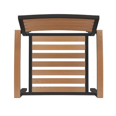 Image showing 7 th Flash Furniture Set of 2 Stackable All-Weather Aluminum Patio Chairs with Faux Teak Slats