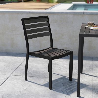 Image showing  Lark Outdoor Side Chair with Faux Teak Poly Slats, Set of 2