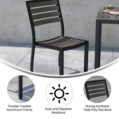 Image showing  Lark Outdoor Side Chair with Faux Teak Poly Slats, Set of 2