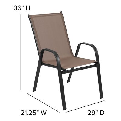 Image showing 3 th Flash Furniture 4 Pack Brazos Series Outdoor Stack Chair with Flex Comfort Material and Metal Frame