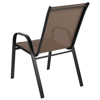 Image showing 4 th Flash Furniture 4 Pack Brazos Series Outdoor Stack Chair with Flex Comfort Material and Metal Frame