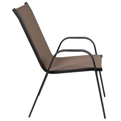 Image showing 5 th Flash Furniture 4 Pack Brazos Series Outdoor Stack Chair with Flex Comfort Material and Metal Frame