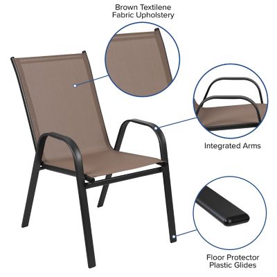 Image showing 6 th Flash Furniture 4 Pack Brazos Series Outdoor Stack Chair with Flex Comfort Material and Metal Frame