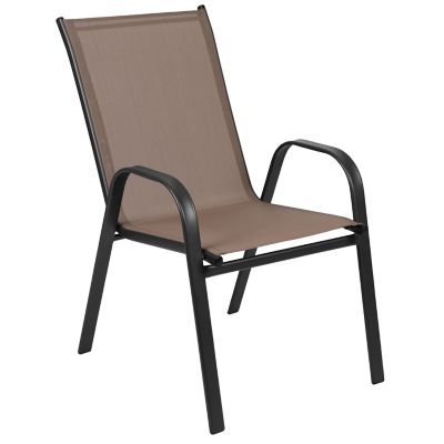 Image showing 9 th Flash Furniture 4 Pack Brazos Series Outdoor Stack Chair with Flex Comfort Material and Metal Frame