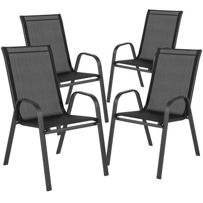 Image showing  4 Pack Brazos Series Outdoor Stack Chair with Flex Comfort Material and Metal Frame