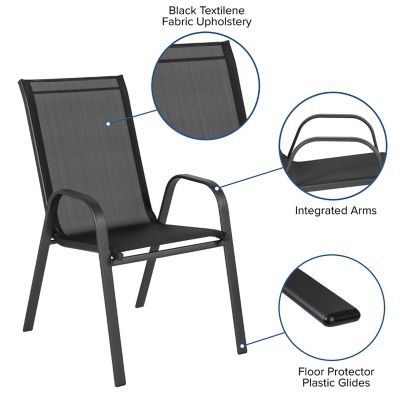 Image showing 6 th Flash Furniture 4 Pack Brazos Series Outdoor Stack Chair with Flex Comfort Material and Metal Frame