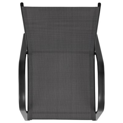 Image showing 7 th Flash Furniture 4 Pack Brazos Series Outdoor Stack Chair with Flex Comfort Material and Metal Frame