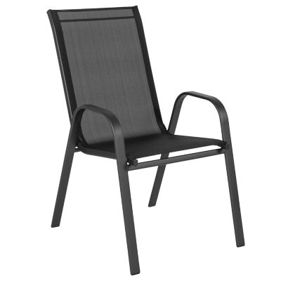 Image showing 9 th Flash Furniture 4 Pack Brazos Series Outdoor Stack Chair with Flex Comfort Material and Metal Frame