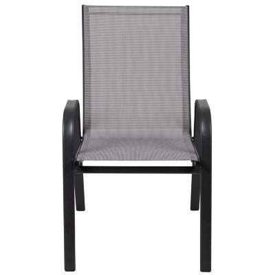 Image showing 2 th Flash Furniture 4 Pack Brazos Series Outdoor Stack Chair with Flex Comfort Material and Metal Frame