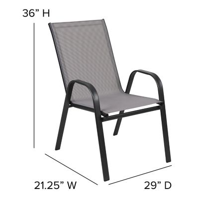 Image showing 3 th Flash Furniture 4 Pack Brazos Series Outdoor Stack Chair with Flex Comfort Material and Metal Frame