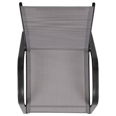 Image showing 8 th Flash Furniture 4 Pack Brazos Series Outdoor Stack Chair with Flex Comfort Material and Metal Frame