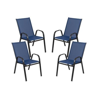 Image showing 1 th Flash Furniture 4 Pack Brazos Series Outdoor Stack Chair with Flex Comfort Material and Metal Frame