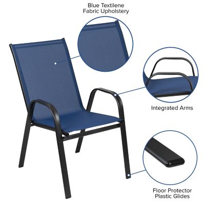 Image showing 2 th Flash Furniture 4 Pack Brazos Series Outdoor Stack Chair with Flex Comfort Material and Metal Frame