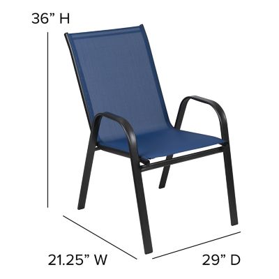 Image showing 3 th Flash Furniture 4 Pack Brazos Series Outdoor Stack Chair with Flex Comfort Material and Metal Frame