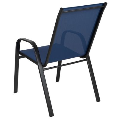 Image showing 4 th Flash Furniture 4 Pack Brazos Series Outdoor Stack Chair with Flex Comfort Material and Metal Frame