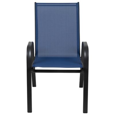 Image showing 6 th Flash Furniture 4 Pack Brazos Series Outdoor Stack Chair with Flex Comfort Material and Metal Frame