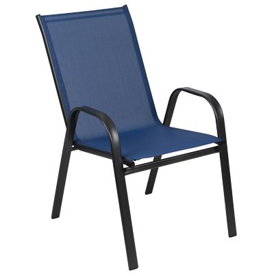 Image showing 9 th Flash Furniture 4 Pack Brazos Series Outdoor Stack Chair with Flex Comfort Material and Metal Frame