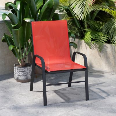 Image showing  4 Pack Brazos Series Outdoor Stack Chair with Flex Comfort Material and Metal Frame