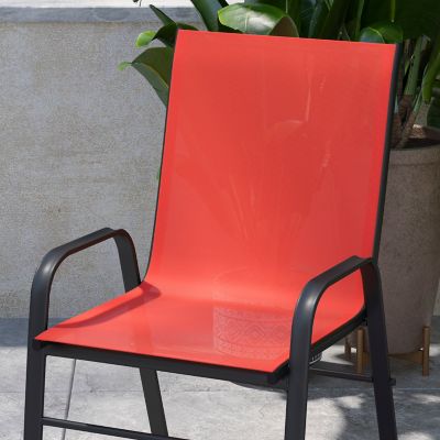 Image showing 5 th Flash Furniture 4 Pack Brazos Series Outdoor Stack Chair with Flex Comfort Material and Metal Frame